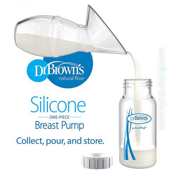 شیردوش دستی سیلیکونی بهمراه شیشه شیر دکتر براونز DrBrown's