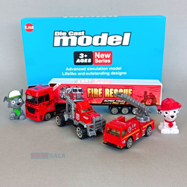 اسباب بازی ماشین آتش نشانی همراه با کامیون